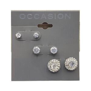 3/15 NWT set of 3 pair of cubic zirconia rhinestone earrings